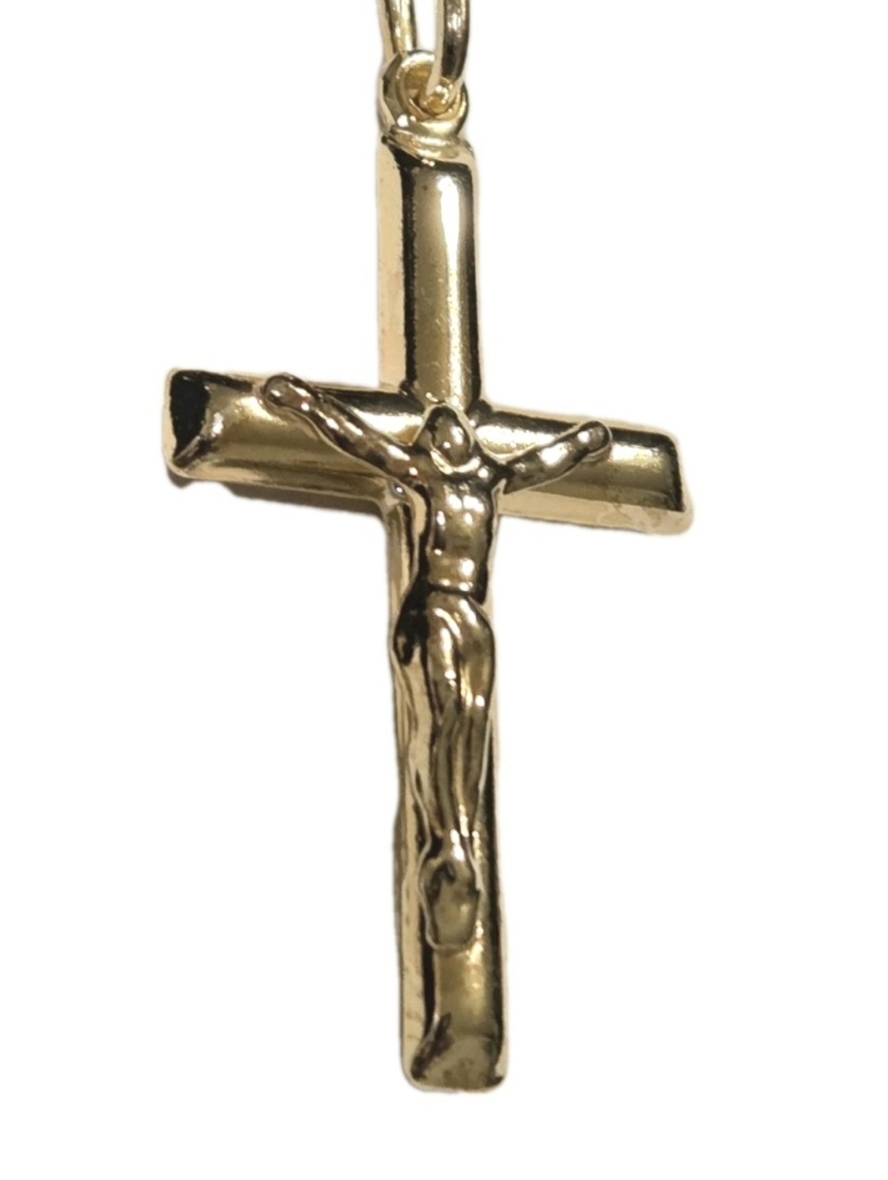 14k Yellow Gold Vermeil 925 Jesus on Cross Crucifix Necklace Pendant NEW - Picture 4 of 10